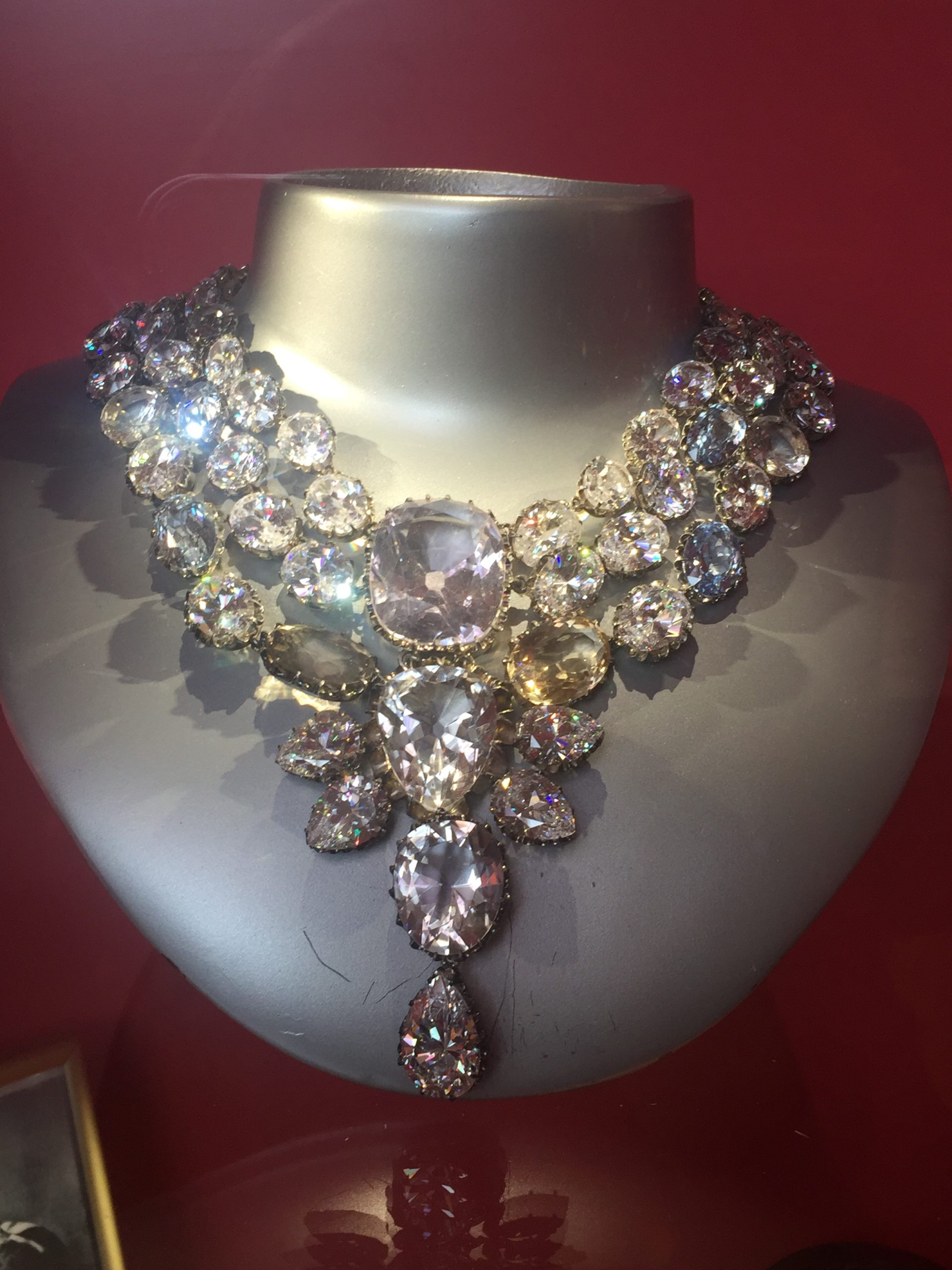 diamond necklace on display